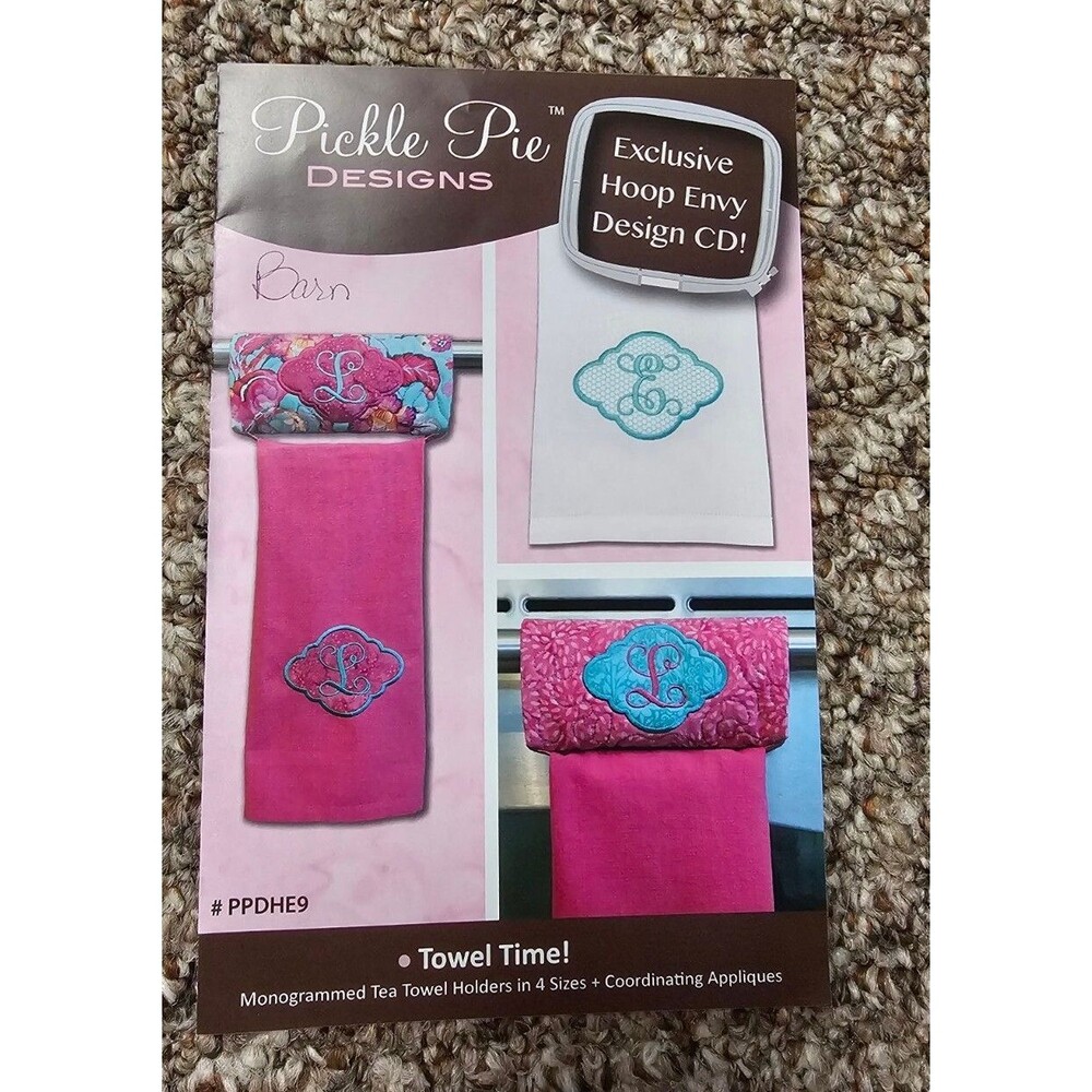Towel Time Machine Embroidery Monogram Pickle Pie Designs In The Hoop 4 Sizes